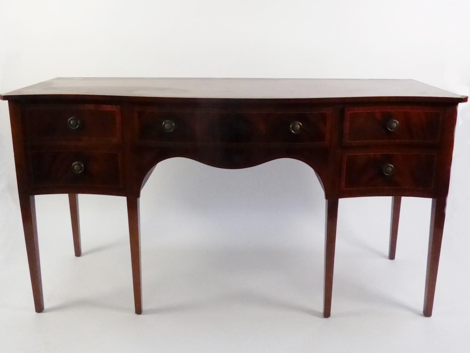 HEPPLEWHITE STYLE INLAID AND CROSSBANDED MAHOGANY DINING ROOM FURNITURE, 10 pieces, viz ten - Image 3 of 4