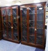 PAIR OF CHIPPENDALE STYLE MAHOGANY LIBRARY BOOKCASES, each enclosed by a pair of astragal glazed