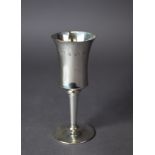 MODERN PLAIN SILVER GOBLET, with gilt interior to the waisted bowl, tapering stem and circular foot,