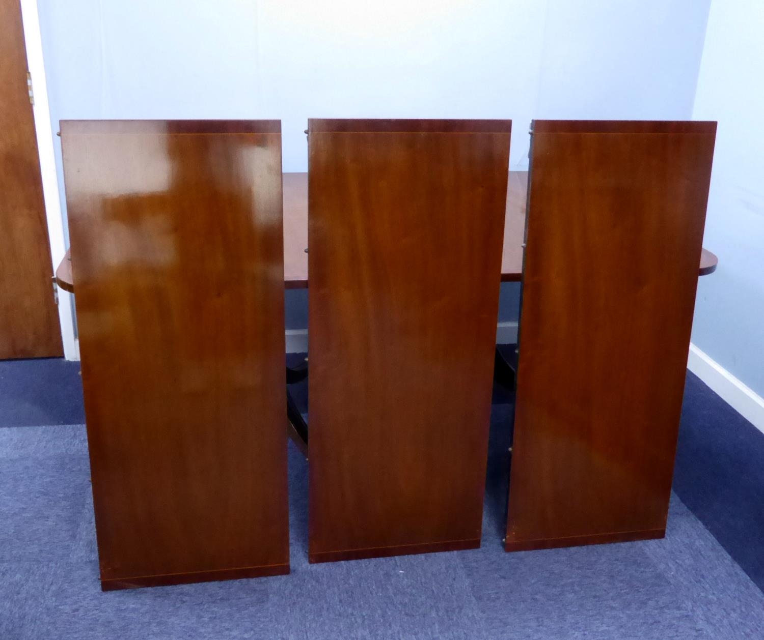 HEPPLEWHITE STYLE INLAID AND CROSSBANDED MAHOGANY DINING ROOM FURNITURE, 10 pieces, viz ten - Image 2 of 4