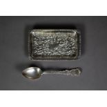 EDWARDIAN SILVER OBLONG TRINKET TRAY repousse with flowers and rococo scrolls, gadroon border, 5 3/