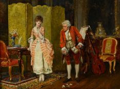 M. de GARCIA (NINETEENTH CENTURY) OIL PAINTING ON PANEL ?The Love Letter?, interior with elderly