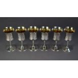 SET OF SIX SILVER WINE GOBLETS, with concave bowls, straight stems, circular foot, Birmingham