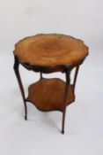 LOUIS XVI STYLE MAHOGANY AND FLORAL MARQUETRY INLAID CIRCULAR OCCASIONAL TABLE, with serpentine