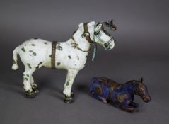 HEAVY ORIENTAL CAST METAL MODEL OF A HORSE, in matt white, modelled standing with head harness,