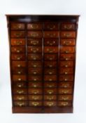 ?SHANNON FILING CABINET?, MAHOGANY LARGE NEST OF FORTY EIGHT DRAWERS with brass cup handles and