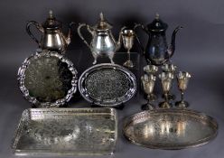 MIXED LOT OF ELECTROPLATE, comprising: BOXED VINERS OVAL GALLERIED TRAY, with floral chased