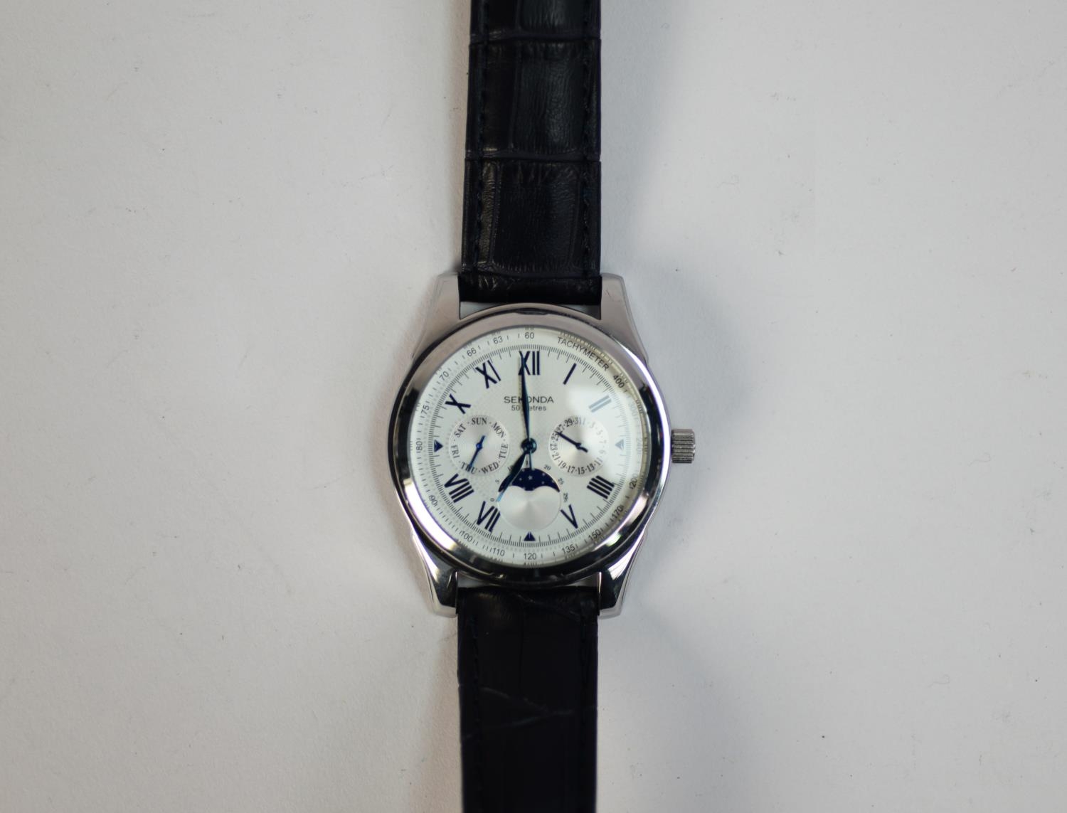 GENT'S MIRTELLO WRISTWATCH with mechanical movement, the works visible through the glass back and - Image 2 of 7