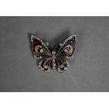 LARGE CAST SILVER GILT AND PLIQUÉ À JOUR BUTTERFLY BROOCH having coloured translucent enamelled