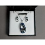 SWAROVSKI CRYSTAL SET PENDANT on a fine chain necklace and the pair of MATCHING EARRINGS, in