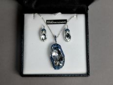 SWAROVSKI CRYSTAL SET PENDANT on a fine chain necklace and the pair of MATCHING EARRINGS, in