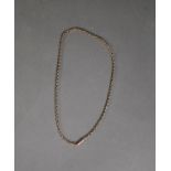 9ct GOLD BELCHER CHAIN NECKLACE with cylindrical clasp, 16? (40.6cm) long, 7.3gms