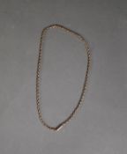 9ct GOLD BELCHER CHAIN NECKLACE with cylindrical clasp, 16? (40.6cm) long, 7.3gms