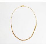 18ct GOLD FINE CHAIN NECKLACE with plaited front half, 17in (43.1cm) long, 4.2gms