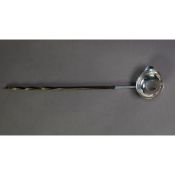 GEORGE III SILVER TODDY LADLE, with coin set bowl and twisted whalebone handle, the coin dated 1736,