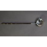 GEORGE III SILVER TODDY LADLE, with coin set bowl and twisted whalebone handle, the coin dated 1736,