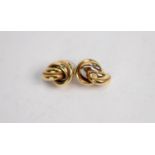 PAIR OF 9ct GOLD KNOT PATTERN PIN EARRINGS, 3/4in (2cm) wide, 2.2gms
