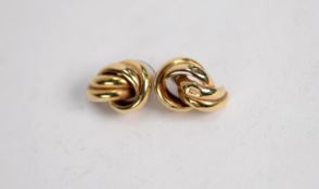 PAIR OF 9ct GOLD KNOT PATTERN PIN EARRINGS, 3/4in (2cm) wide, 2.2gms