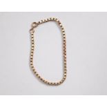 9ct GOLD BOX LINK CHAIN BRACELET, with ring clasp, 8in (20cm) long, 9.2gms