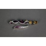 Pair of Swarovski amethyst coloured crystal and tiny white stone CLIP EARRINGS; a pair of small