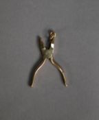 PAIR OF 9ct GOLD PLIERS with ring hanger, as a pendant, 2? long, London 1977, 13.3gms