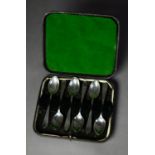 GEORGE VI CASED SET OF SIX SILVER TEASPOONS, with pointed tops, 2.3oz, Sheffield 1943