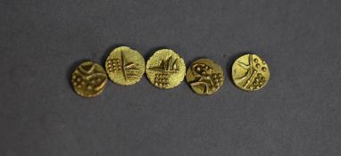 SIX VERY SMALL TURKISH GOLD COINS, 1.8gms