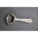 GEORGE V SILVER BOTTLE OPENER, of angular form with stepped top, 3 ½? (9cm) long, 1.5oz, London 1933