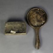 TWO PIECES OF SCRAP SILVER, comprising: HAND MIRROR CASING and a TABLE CIGARETTE BOX, both a/f, (2)