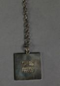 SILVER SQUARE PANEL PENDANT for the Silver Jubilee, with large Sheffield hallmarks for 1976, 1 ½? (