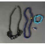 SINGLE STRAND NECKLACE OF LAPIS LAZULI uniform beads 18? (45.7cm) long and a pair of EARRINGS;
