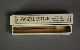 ASPREY 18ct GOLD 'SWIZZLESTICK' in card box, 5.5 gms