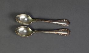 PAIR OF GEORG JENSEN LILY OF THE VALLEY PATTERN STERLING SILVER COFFEE SPOONS, 0.7oz, (2)