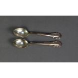 PAIR OF GEORG JENSEN LILY OF THE VALLEY PATTERN STERLING SILVER COFFEE SPOONS, 0.7oz, (2)