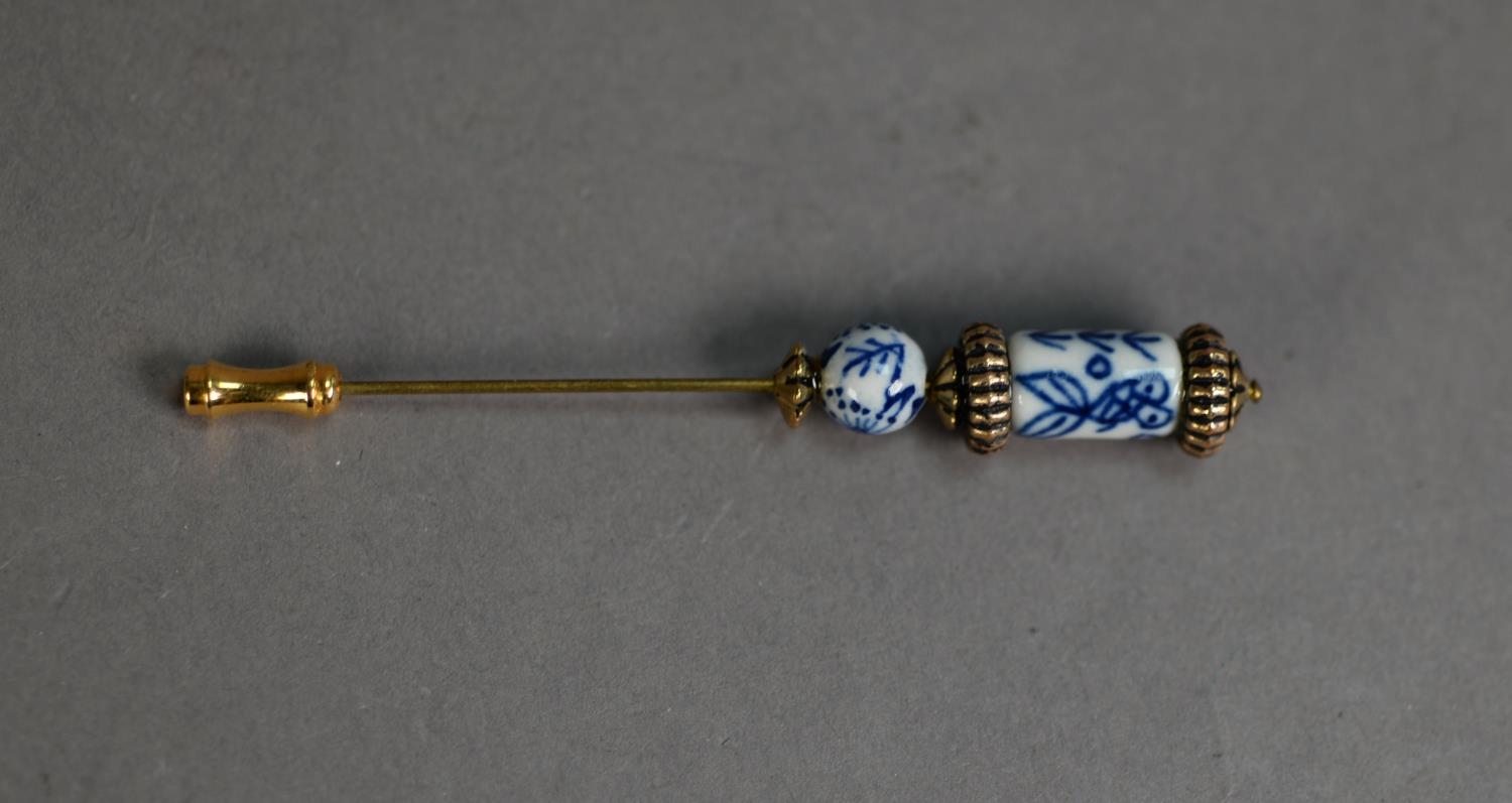 DELFT PORCELAIN FANCY HAT PIN OR STICK PIN