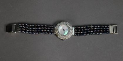 ULTIMA EDIZIONE LADY?S STERLING SILVER QUARTZ WRISTWATCH, with circular blank mother of pearl