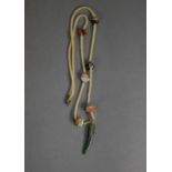 NECKLACE with green tusk shaped jade pendant