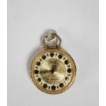 LADY'S EDIS ROLLED GOLD FOB OR PENDANT WATCH with 17 jewels movement, circular silvered dial with