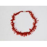 RED BRANCH CORAL NECKLACE, 18in (46cm) long