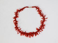 RED BRANCH CORAL NECKLACE, 18in (46cm) long