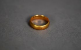 22ct GOLD PLAIN WEDDING RING, Birmingham 1919, ring size J/K, 6.5gms