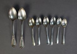 PAIR OF VICTORIAN SCOTTISH SILVER PRESERVE SPOONS BY DANIEL ROBERTSON & Co, with Gothic embossed