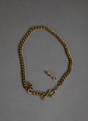 9ct GOLD WATCH CHAIN CLIP, 1.6gms and a GOLD PLATED CURB PATTERN WATCH CHAIN with clip and guard