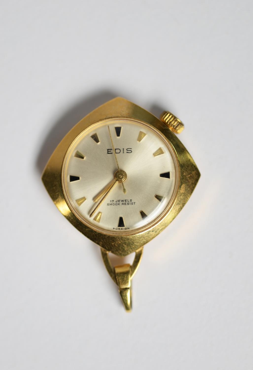 LADY'S EDIS ROLLED GOLD FOB OR PENDANT WATCH with 17 jewels movement, circular silvered dial with - Image 2 of 2