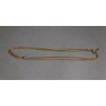 GOLD PLATED LONG, CONTINUOUS BELCHER PATTERN GUARD CHAIN, with swivel clip