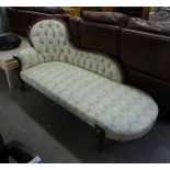 VICTORIAN STYLE CHAISE LONGUE, WITH SINGLE SCROLLED END