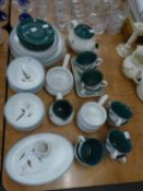 DENBY STONEWARE ?GREEN WHEAT? PATTERN DINNER AND TEA SERVICE, ORIGINALLY FOR SIX PERSONS,