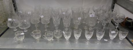 SET OF SIX CUT HOCK GLASSES WITH BALUSTER STEMS, THREE OTHER SETS EACH OF SIX CUT STEM WINES,