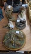 TWO ?BORDER FINE ARTS? RESIN GROUPS OF BADGERS; ANOTHER OF A DOG; ANOTHER OF A DEER, A COMPOSITION