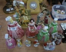 EIGHT SMALL CABINET ORNAMENTS, INCLUDING A PAIR OF FIGURES, LADY AND GALLANT